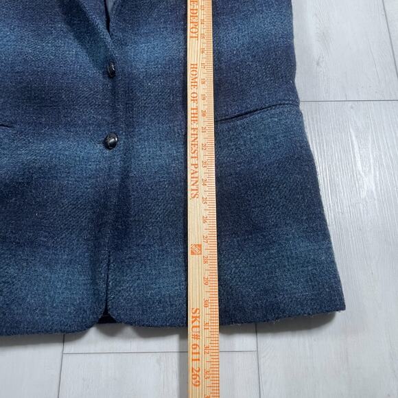 Eddie Bauer Women's Blue Plaid Two Butlton Wool Blazer Size M Vintage 90s - Picture 12 of 13